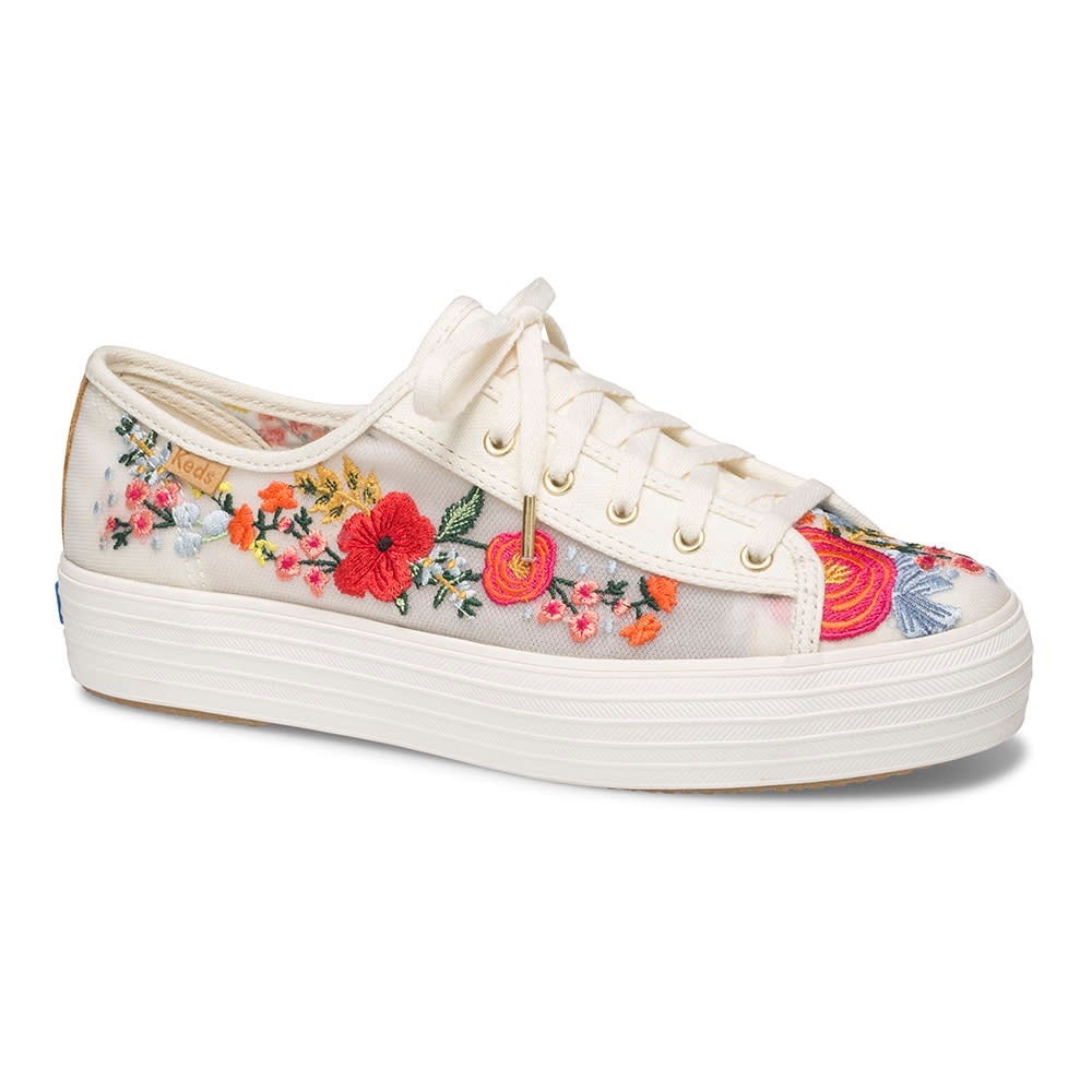 Keds Triple Kick Rifle Paper Co. Platform Sneakers with Embroidered Mesh